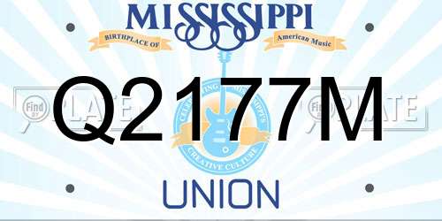 Q2177M Mississippi License Plate