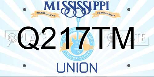Q217TM Mississippi License Plate