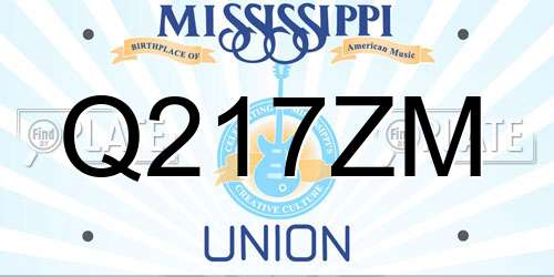 Q217ZM Mississippi License Plate