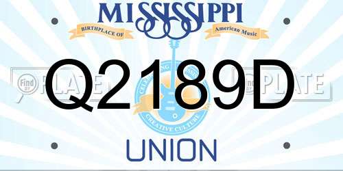 Q2189D Mississippi License Plate