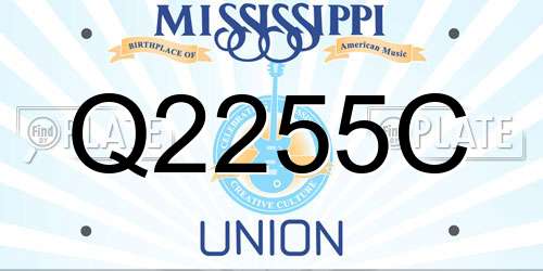 Q2255C Mississippi License Plate