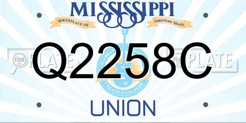 Q2258C Mississippi License Plate