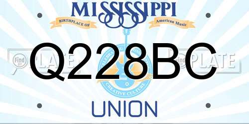 Q228BC Mississippi License Plate