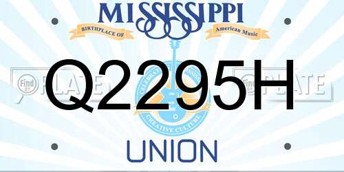 Q2295H Mississippi License Plate