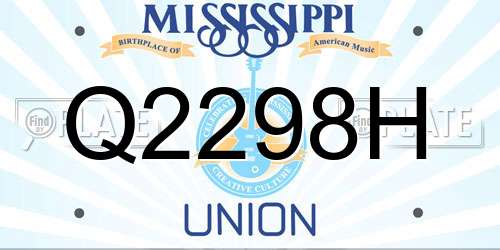 Q2298H Mississippi License Plate