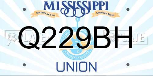 Q229BH Mississippi License Plate