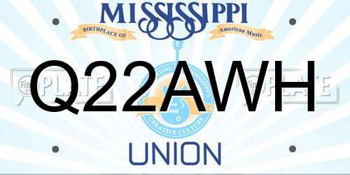 Q22AWH Mississippi License Plate