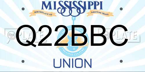 Q22BBC Mississippi License Plate