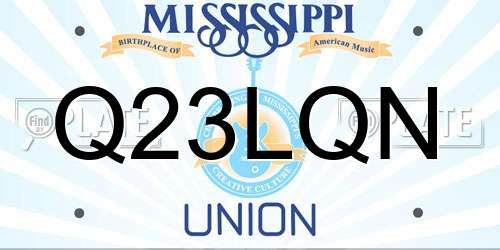 Q23LQN Mississippi License Plate
