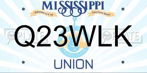 Q23WLK Mississippi License Plate