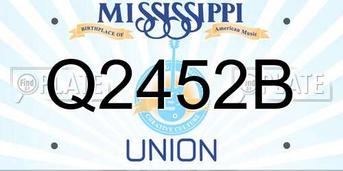 Q2452B Mississippi License Plate