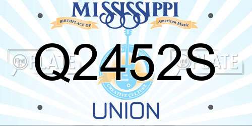 Q2452S Mississippi License Plate