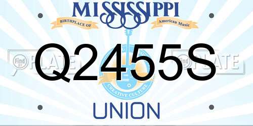 Q2455S Mississippi License Plate