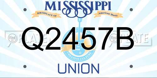 Q2457B Mississippi License Plate