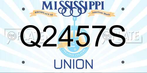Q2457S Mississippi License Plate