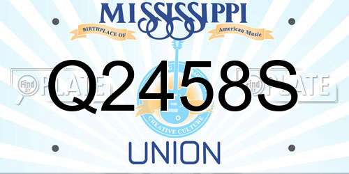 Q2458S Mississippi License Plate
