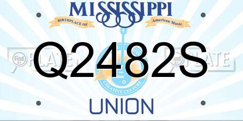 Q2482S Mississippi License Plate