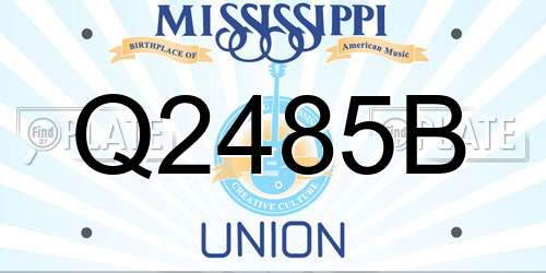 Q2485B Mississippi License Plate
