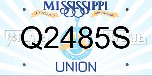Q2485S Mississippi License Plate