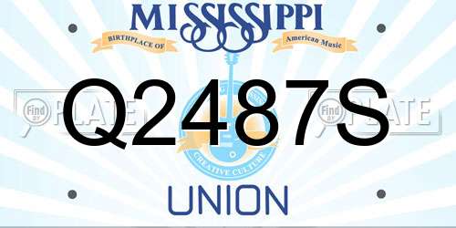 Q2487S Mississippi License Plate