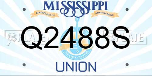 Q2488S Mississippi License Plate