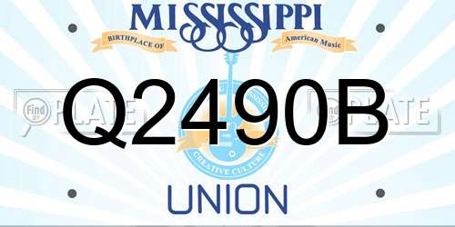 Q2490B Mississippi License Plate