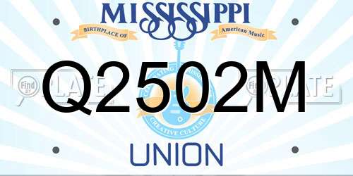 Q2502M Mississippi License Plate