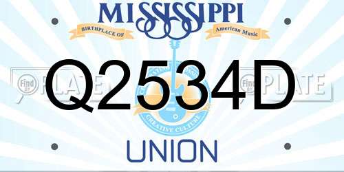 Q2534D Mississippi License Plate