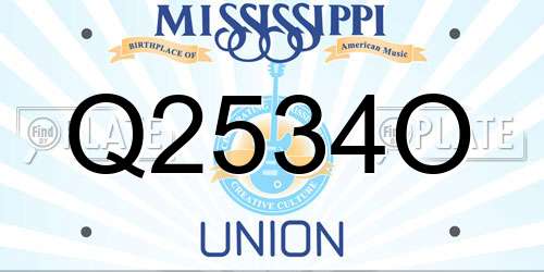 Q2534O Mississippi License Plate