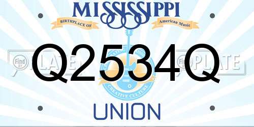 Q2534Q Mississippi License Plate