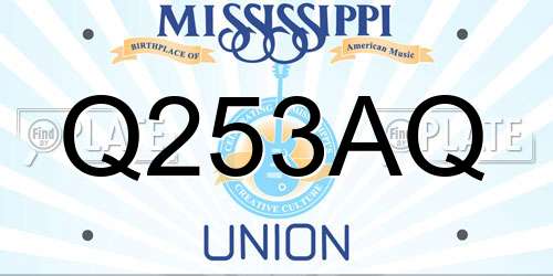 Q253AQ Mississippi License Plate