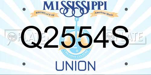 Q2554S Mississippi License Plate