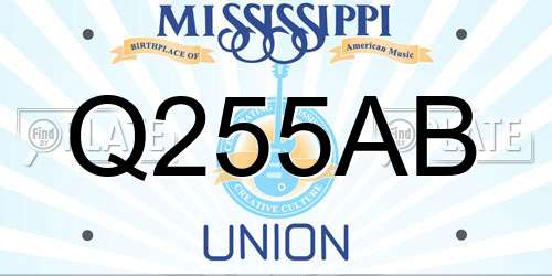 Q255AB Mississippi License Plate