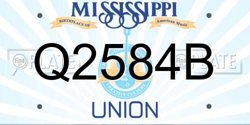 Q2584B Mississippi License Plate