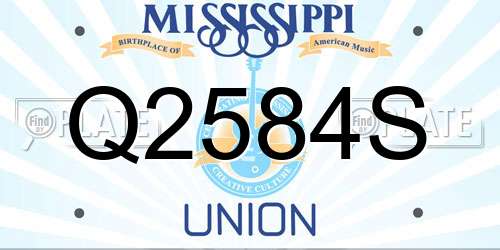Q2584S Mississippi License Plate
