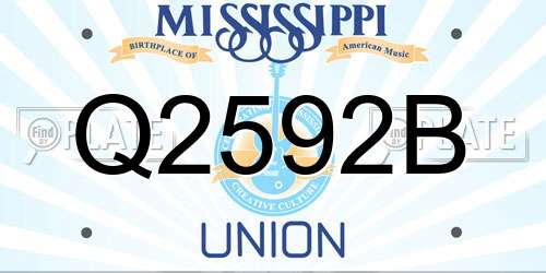 Q2592B Mississippi License Plate
