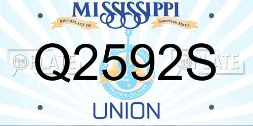 Q2592S Mississippi License Plate