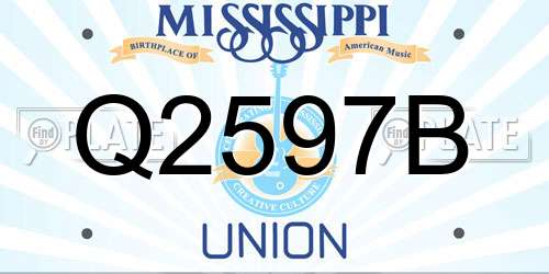 Q2597B Mississippi License Plate