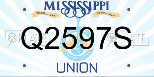 Q2597S Mississippi License Plate