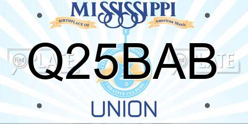 Q25BAB Mississippi License Plate