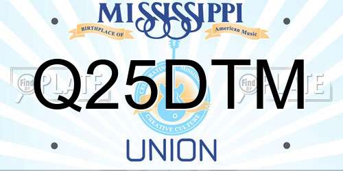Q25DTM Mississippi License Plate
