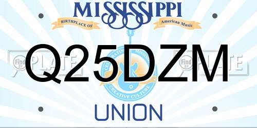 Q25DZM Mississippi License Plate