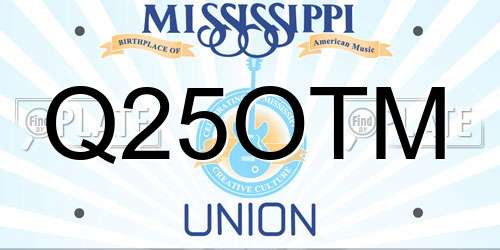 Q25OTM Mississippi License Plate