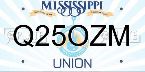 Q25OZM Mississippi License Plate