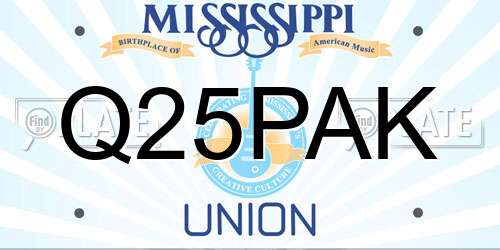 Q25PAK Mississippi License Plate