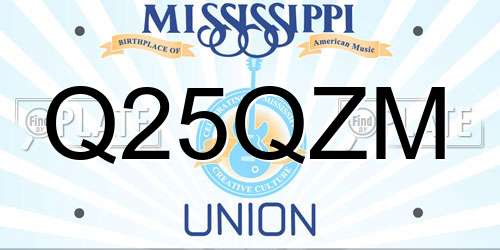 Q25QZM Mississippi License Plate