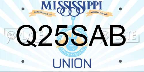 Q25SAB Mississippi License Plate