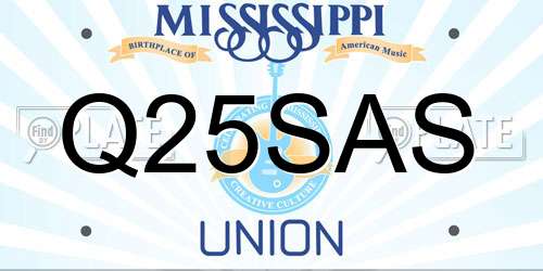 Q25SAS Mississippi License Plate