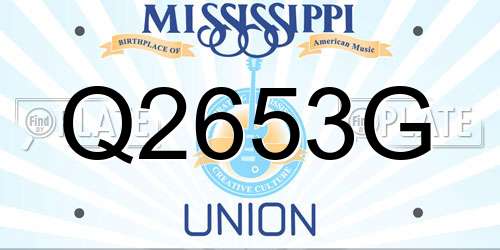Q2653G Mississippi License Plate