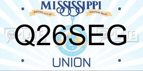 Q26SEG Mississippi License Plate